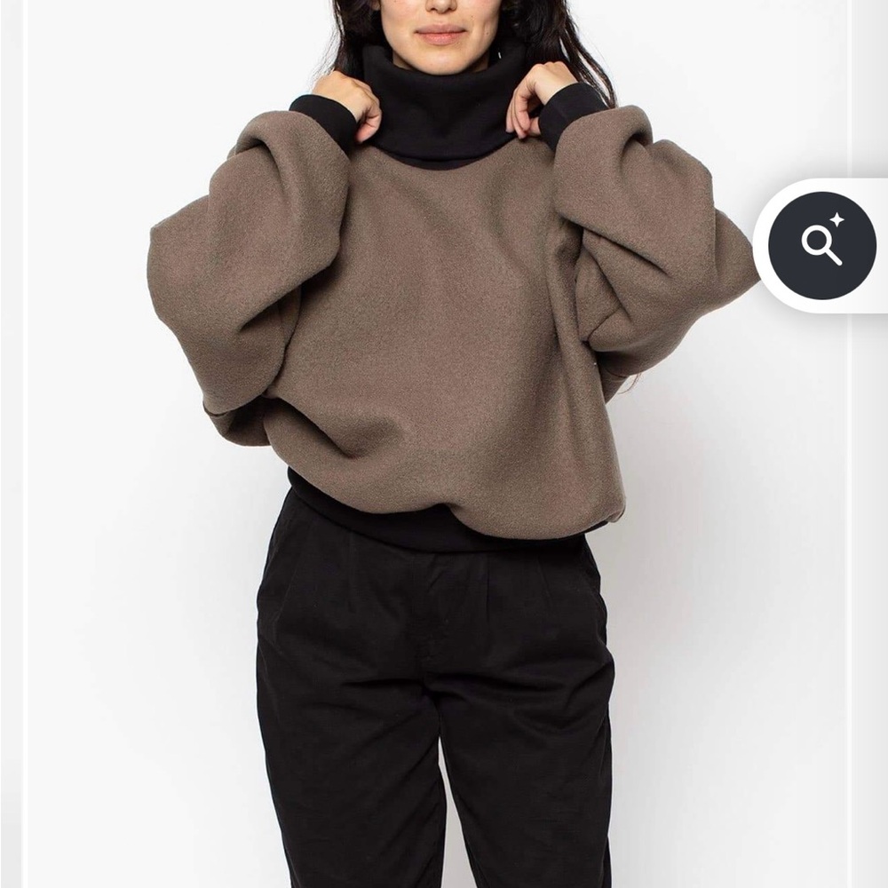 Los Angeles Apparel Wool Turtleneck Sweater with Heavy Cotton Rib, Otter, OS